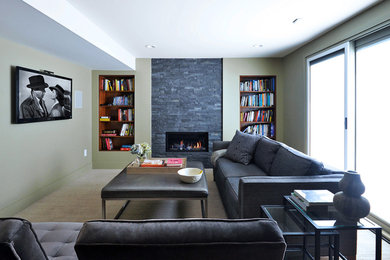 Example of a minimalist family room design in Other