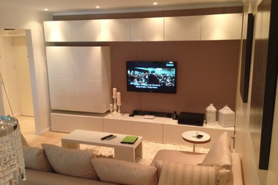 This is an example of a modern home cinema in Other.