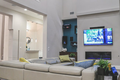 Example of a trendy family room design in Austin