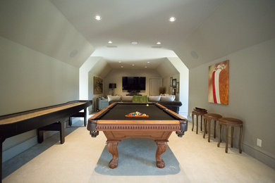 Example of a transitional family room design in Austin