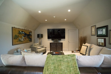 Inspiration for a transitional family room remodel in Austin