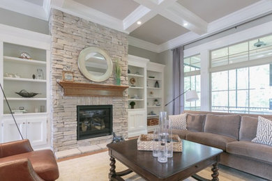 Example of an arts and crafts family room design in Louisville