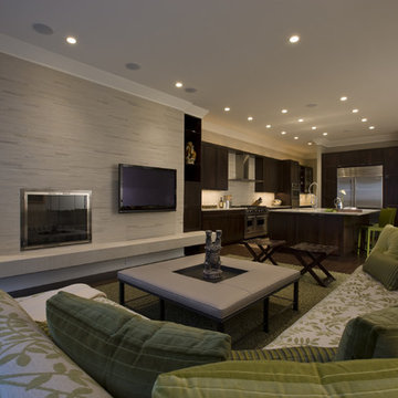 Honore-Transitional Family Room & Kitchen
