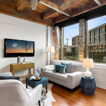 Industrial Condo With Transitional Style Decor