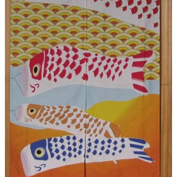 Japanese hanging curtain cloth partition of Taiwan Feng Shui curtain carp
