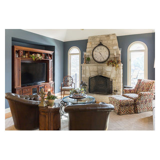 Kitchen and Hearth Room with Elegant, Ski Lodge Feel - Transitional ...