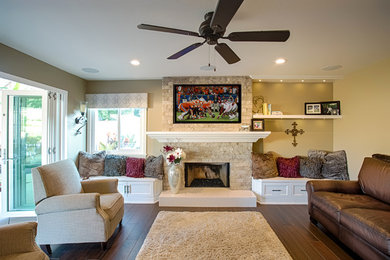 Inspiration for a family room remodel in Orange County with beige walls