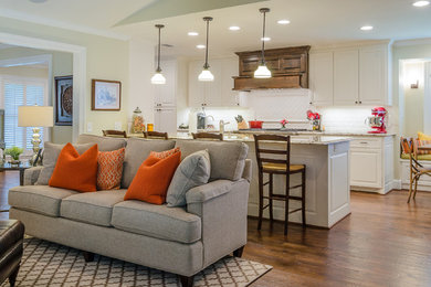 Example of a transitional family room design in Dallas