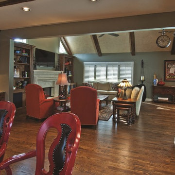 Kitchen With Beamed Ceiling