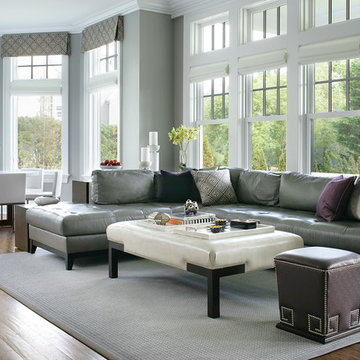 Gray Leather Couch Photos Ideas Houzz, Modern Grey Leather Sofa Living Room Ideas