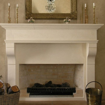 Large French Provincial mantle carved in Oamaru Limestone