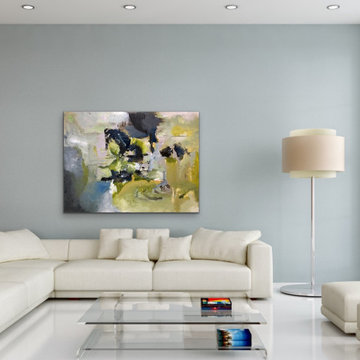 large green gray art Modern Contemporary Paintings for Family Room