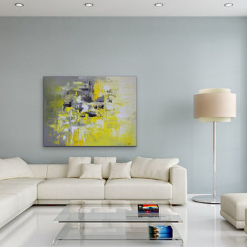 large lemon yellow art Modern Contemporary Paintings for Family Room