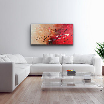 large red beige art Modern Contemporary Paintings for Family Room