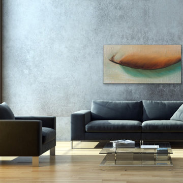 large seagreen feather art Modern Contemporary Paintings for Family Room