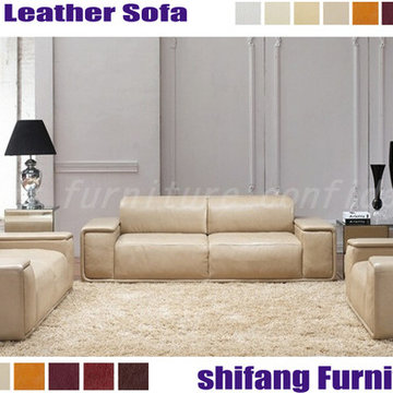large seat area geniune leather sofa seat for lobby/salon/office