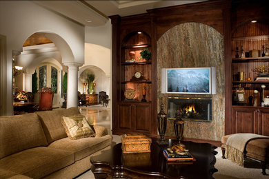 Example of a family room design in Las Vegas