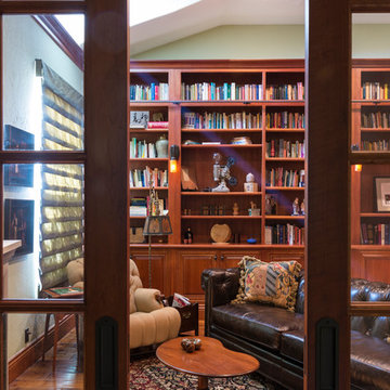 Library with Glass Pocket Door Entry