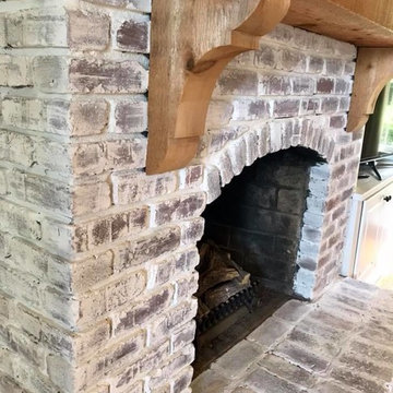 Limewashed Brick Fireplace