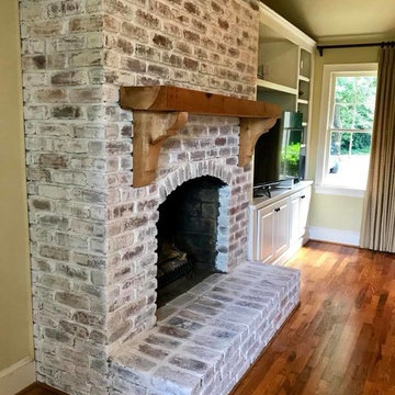 Limewashed Brick Fireplace
