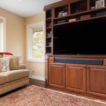 Living Room Entertainment Center in Cherry with Raised Panel Doors