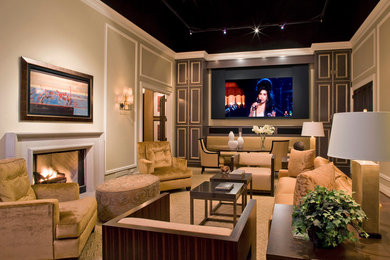 Foto de sala de estar clásica con paredes beige