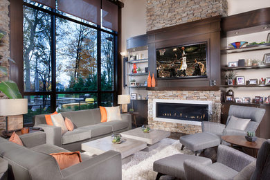 Family room - modern family room idea in Indianapolis