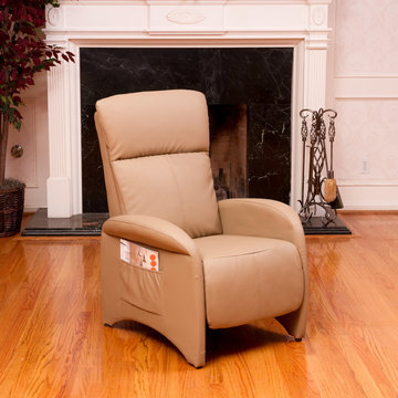 Living Space featuring Tan Leather Recliner