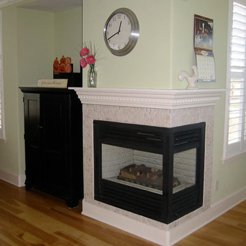 Longmont kitchen and family room fireplace