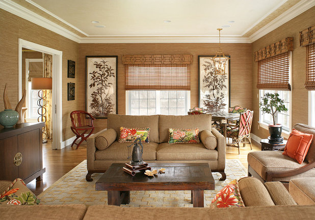 Asian Family Room by Lori Levine Interiors, Inc.