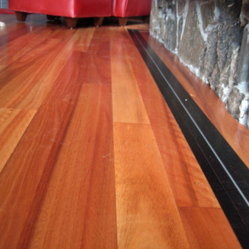 Lyptus Flooring with Wenge Feature Strip and Aluminum Inlay