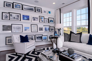 Living room - contemporary living room idea in DC Metro with white walls