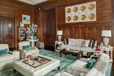 Inspiration for a transitional family room remodel in New York
