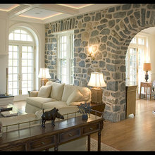 stone wall in living room