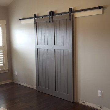 Media Alcove Cabinets with Barn Doors