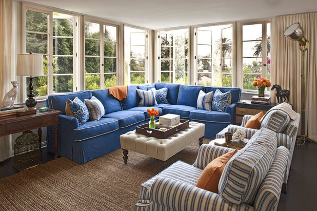 Transitional Family Room by Jeneration Interiors