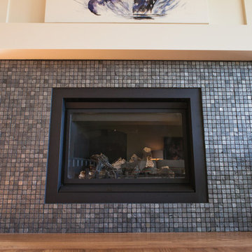 Metallic Mosaic Tile Gas Fireplace