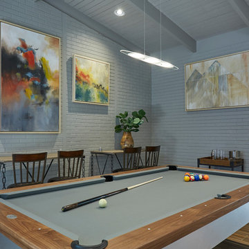 Mid-Century Modern Pool Table Family Room