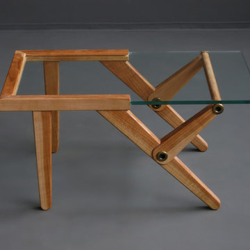 Modern Elm Wood+Glass Coffee Table
