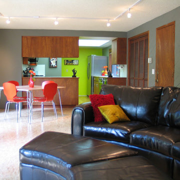 Modern Family Room & Kitchen Dining Area