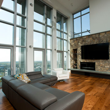 Modern family room with a view