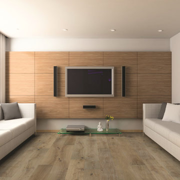 Modern Family Room With French Oak Wood Floors