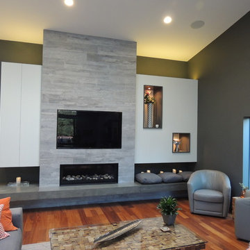 Modern Fireplace with Built in Cabinets