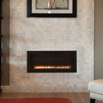 Modern Linear Fireplace with Tile Mantel - White Mountain Photo Gallery