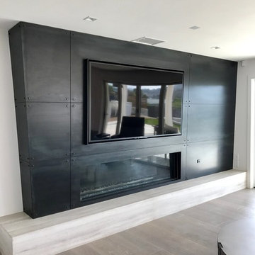 Modern Steel Fireplace and Bi-folding Door System