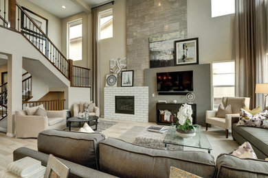 Transitional family room photo in Denver