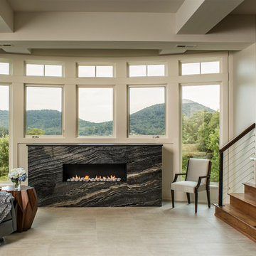 Mountain Contemporary Custom Home - Lower Rec Room Fireplace