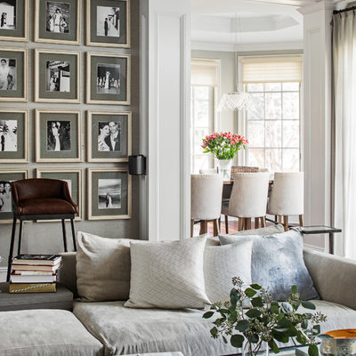 Inspiration for a mid-sized timeless family room remodel in New York with gray walls