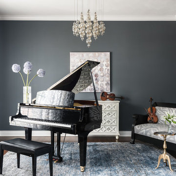 Music room with chandelier