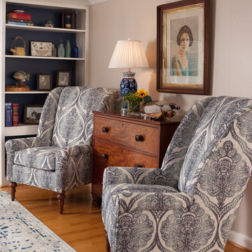 Navy & Red Traditional Family Room